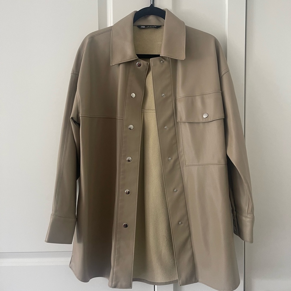 Zara Leather Shirt Jacket
